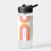 名前ガーリー付き明ストライプるい虹のパターン ウォーターボトル (左面)