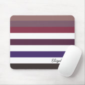 名前ガーリー付き紫の幅のストライプ広い横向き文字 マウスパッド (マウス)