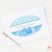 名前ガーリー付き青い国のスタイル 楕円形シール (封筒)