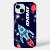 名前キッズロケット宇宙ネイビー Case-Mate iPhoneケース (裏面)