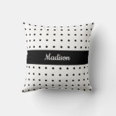 名前クラシック付き白の水玉模様パターン黒 クッション (裏面)