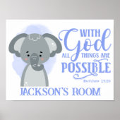 名前クリスチャンキュートベビーエレファントバイブル引用文 ポスター (正面)