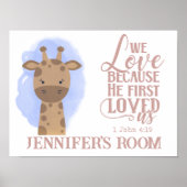 名前クリスチャンキュートベビーキリン聖書引用文 ポスター (正面)