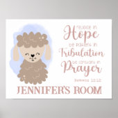 名前クリスチャンキュートベビーシープバイブル引用文 ポスター (正面)