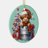名前クリスマスオーナメントハイランドカウバケット セラミックオーナメント (右)