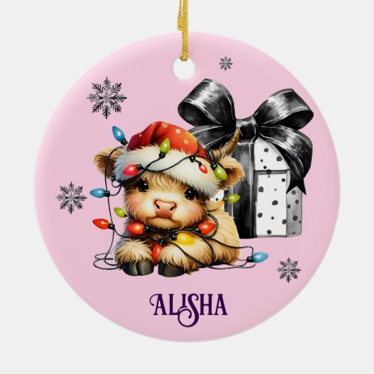 名前クリスマスオーナメントハイランド牛 セラミックオーナメント (裏面)