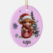 名前クリスマスオーナメント雪かわいいハイランド牛 セラミックオーナメント (右)