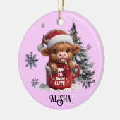 名前クリスマスオーナメント雪かわいいハイランド牛 セラミックオーナメント (左)