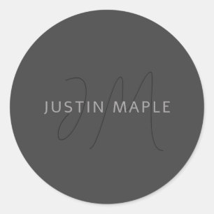 名前クールとモノグラムの検索 濃い灰色 ラウンドシール