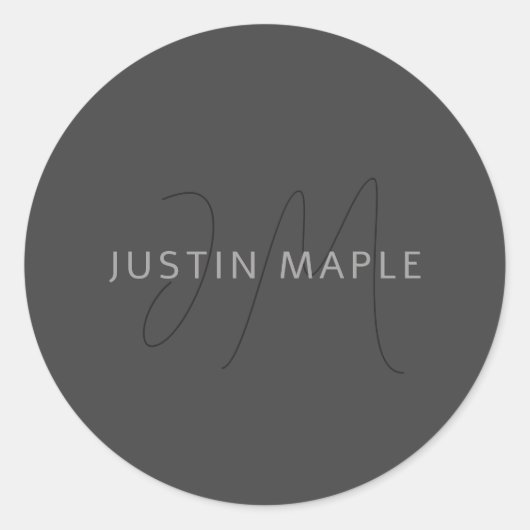 名前クールとモノグラムの検索 |濃い灰色 ラウンドシール (正面)