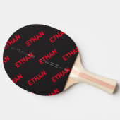 名前クールパターン付きの黒いtable_tennis 卓球ラケット (横)