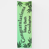 名前グラデーション付き緑のお祝い 横断幕 (縦)