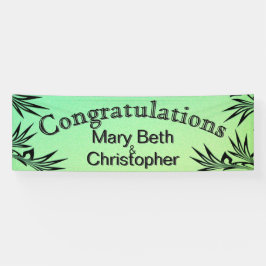 名前グラデーション付き緑のお祝い 横断幕