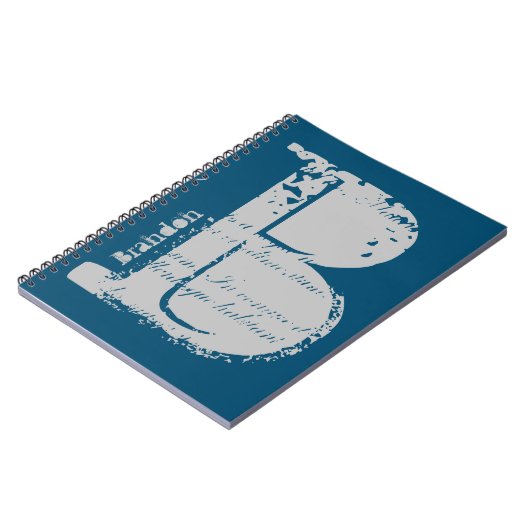 名前グランジ付きジャイアントアルファベット文字B ノートブック (左側)