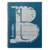 名前グランジ付きジャイアントアルファベット文字B ノートブック (正面)