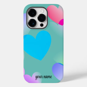 名前グリカラフルディングハート、ティール(緑がかった色) Case-Mate iPhone 14 PROケース