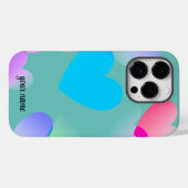 名前グリカラフルディングハート、ティール（緑がかった色） Case-Mate iPhoneケース (裏面 (横))