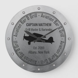 名前グリルマスターバーテンダーアビエーションバー&グリル ラージ壁時計