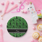 名前グリーングリッターフィールドホッケーハートボウ ペーパープレート (パーティー)