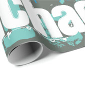名前グレイパーソナライズされたブルーグリーンサブウェイアート ラッピングペーパー (ロールコーナー)