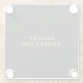 名前グレーイエロープロフェッショナルミニマルスタイリッシュリスト ガラスコースター (裏面)