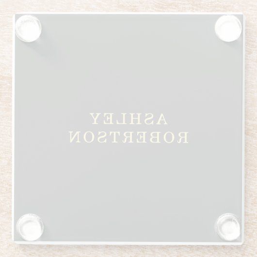 名前グレーイエロープロフェッショナルミニマルスタイリッシュリスト ガラスコースター (裏面)