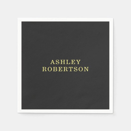 名前グレーイエロープロフェッショナルミニマルスタイリッシュリスト スタンダードカクテルナプキン (正面)