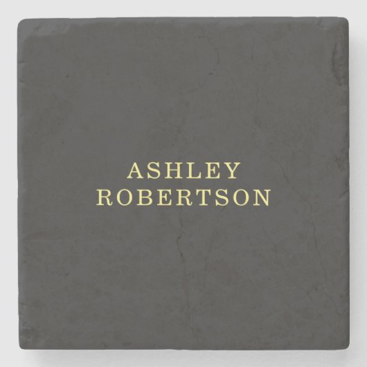 名前グレーイエロープロフェッショナルミニマルスタイリッシュリスト ストーンコースター (正面)