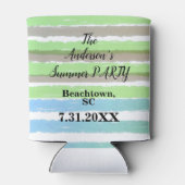 名前グレーグリーンブルーウェットカラーストライプオプション 缶クーラー (裏面)