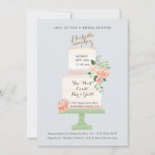 名前ケーキトッパーウォーターカラーフローラブライダルシャワー 招待状 (正面)