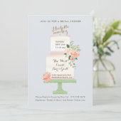 名前ケーキトッパーウォーターカラーフローラブライダルシャワー 招待状 (スタンド正面)