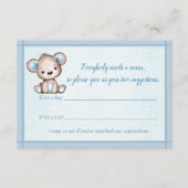 名前ゲームかわいい茶色のクマ男の子赤ちゃんシャワーゲーム エンクロージャーカード (正面)