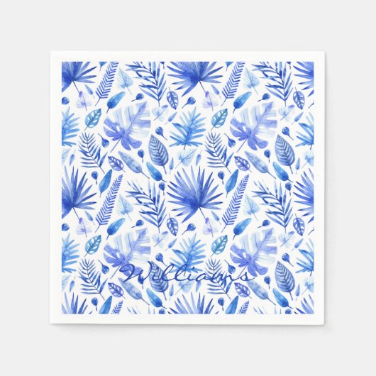 名前コバルトブルー熱帯離れカクテル 縁ありカクテルナプキン (正面)