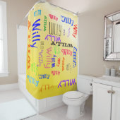名前コラージカスタマイズ可能な黄色 シャワーカーテン (インサイチュ)