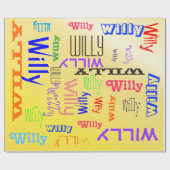 名前コラージュアメージングイエローテリフィック ラッピングペーパー (フラット)