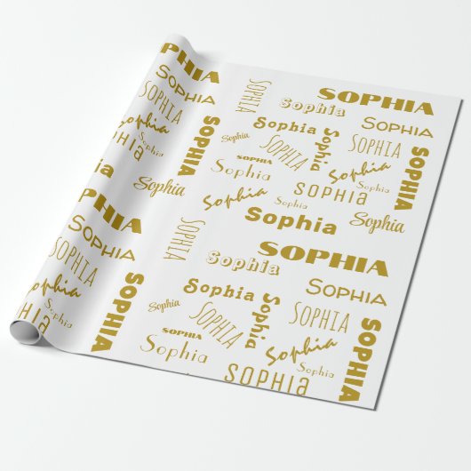 名前コラージュパーソナライズされたクリスマス ラッピングペーパー (アンロールド)