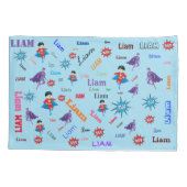 名前コラージュ🎁素晴らしいバムポウスーパーヒーロー 枕カバー (裏面-左)