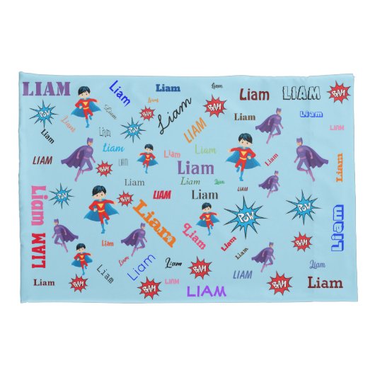 名前コラージュ🎁素晴らしいバムポウスーパーヒーロー 枕カバー (裏面-右)