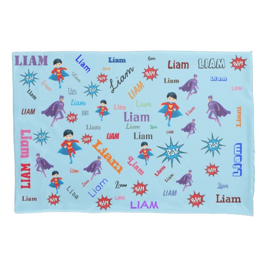 名前コラージュ🎁素晴らしいバムポウスーパーヒーロー 枕カバー (正面左)