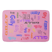 名前コラージュ🎁素晴らしいワードクラウドホットピンクガーリー色 バスマット (正面)