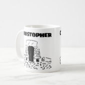 名前コーヒーマグ付き車の整備士のためのギフト コーヒーマグカップ (正面左)