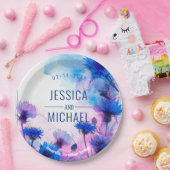 💍名前コーンフラワーとラベンダーエレガンス ペーパープレート (パーティー)