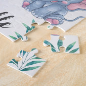 名前サファリパーソナライズされたジャングル動物の子供 ジグソーパズル (側面)