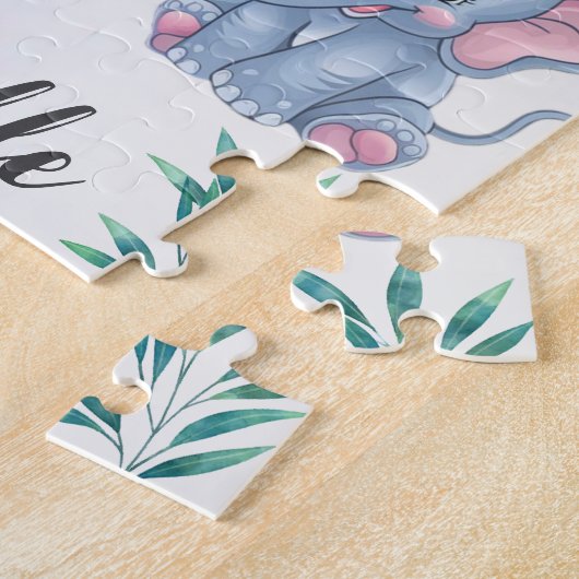 名前サファリパーソナライズされたジャングル動物の子供 ジグソーパズル (側面)