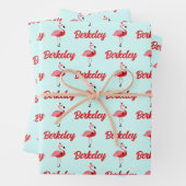 名前サンタフラミンゴクリスマスラッピング紙 ラッピングペーパーシート (インサイチュ)