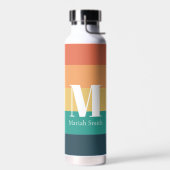 名前シンプルとイニシャルのモノグラムレトロ色 ウォーターボトル (左面)