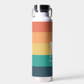 名前シンプルとイニシャルのモノグラムレトロ色 ウォーターボトル (正面)