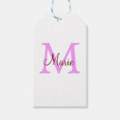 名前シンプルを付けミニマルるモノグラムピンク赤 ギフトタグ (正面)
