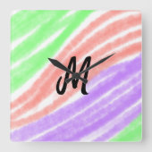 名前シンプルを追加する文字モノグラムカスタマイズポステ スクエア壁時計 (正面)