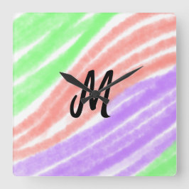 名前シンプルを追加する文字モノグラムカスタマイズポステ スクエア壁時計